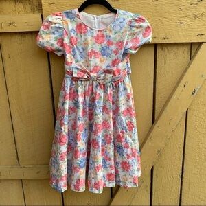 Vintage Sylvia Whyte Floral Dress Girl Cottagecore